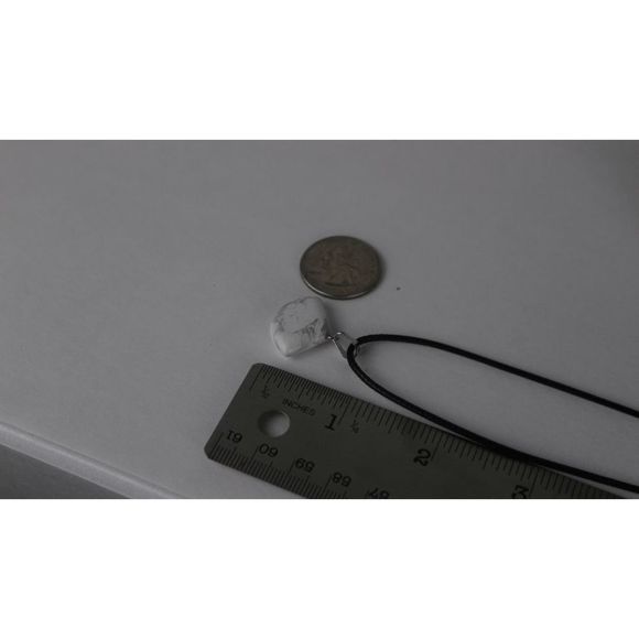 Tumbled Howlite Pendant on Black Cord Adjustable Necklace 9" - Picture 7 of 8